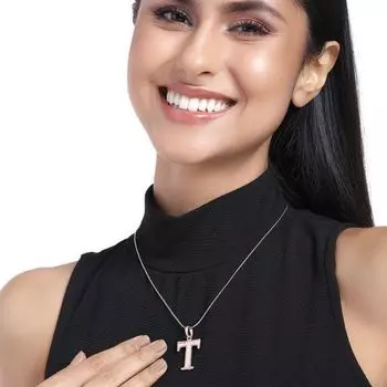 Эстель - Подвеска с подвеской в виде буквы Т с покрытием из розового золота