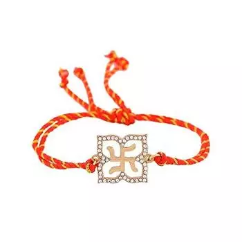 Эстель Позолоченная Святая Свастика Рахи с австрийскими кристаллами и божественной красной шелковой нитью