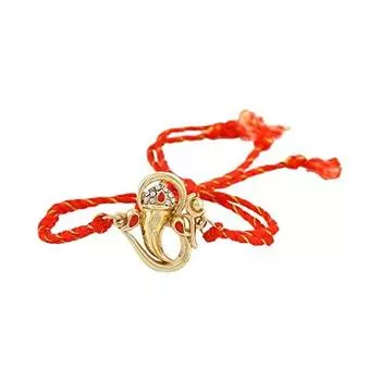 Эстель Позолоченный Благословенный Ганеша Ракхи с австрийскими кристаллами и изысканной шелковой нитью