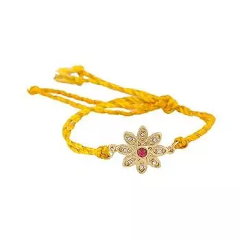 Эстель Ракхи с матовым покрытием и позолотой, цветочным принтом, австрийскими кристаллами и изысканной шелковой нитью