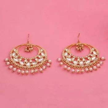 Эстель - стильная нарядная одежда для вечеринок, серьги Kundan Chandbali