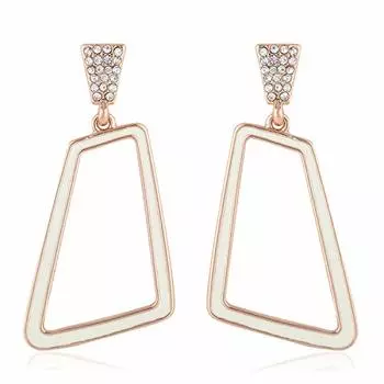 Эстель Валентина подарки девушке/жене: Серьги-подвески в форме шестиугольника с покрытием из розового золота 24 карата и белой эмалью для девочек и женщин