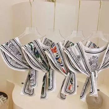 Эстетическая элегантная офисная рубашка, шаль, женская винтажная уличная одежда с цветочным принтом, шарф, новая универсальная повседневная верхняя одежда без рукавов One Size белый