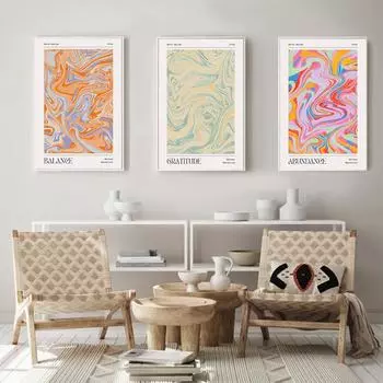 Эстетическая градиентная аура Абстрактные постеры Ретро холст Живопись Голографическая розовая Галерея Настенные художественные принты Картины Декор для спальни 21x30cm No Framed