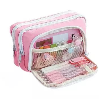 Эстетическая сумка-карандаш большой емкости для девочек, школьный чехол, держатель для ручек, милые канцелярские принадлежности, простой стильный пенал на молнии, школьные принадлежности