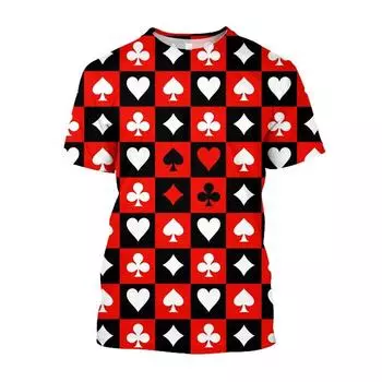 Эстетические футболки для мужчин, 3D покер, карточная игра, забавная повседневная футболка с рисунком сердца, одежда, футболки большого размера 4XL