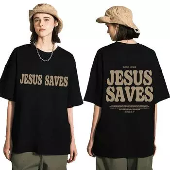 Эстетические футболки с изображением Иисуса Спасает Христианская одежда Принт Оверсайз S красный