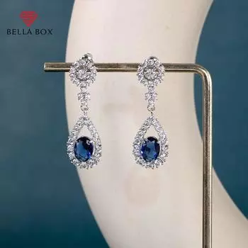 Эстетические серьги-капли Bella Box для женщин, великолепные элегантные свадебные серьги, подарок на годовщину любви, эффектные ювелирные изделия синий