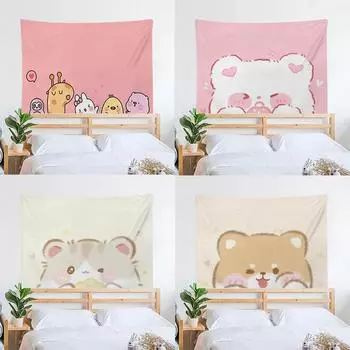 Эстетический аниме-гобелен, украшение для офиса, гостиной, домашний настенный гобелен 100x75cm