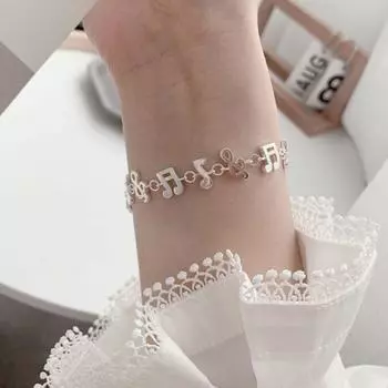 Эстетический браслет с музыкальными нотами, ювелирные изделия, цепочка из восьми нот, красивый серебряный браслет для женщин Music Note