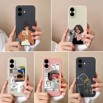Эстетический чехол для телефона Apple iPhone 16 Pro 16plus 16promax, модный, крутой, для девочек и мальчиков, мягкий, жидкий силикон, высокое качество, супер ударопрочный чехол для iPhone iPhone 16