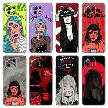 Эстетический чехол для телефона Devil Woman для Xiaomi Mi POCO X3 NFC GT M4 M3 12 11T 10T Pro A3 11 Lite NE 5G 12X 11i F3 Мягкий черный чехол Xiaomi Mi A3