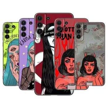 Эстетический чехол для телефона Devil Woman для Samsung Galaxy S22 Pro S21 S20 Ultra FE S10 Lite 5G S10E S9 S8 Plus Мягкий черный чехол из ТПУ Samsung S10 E