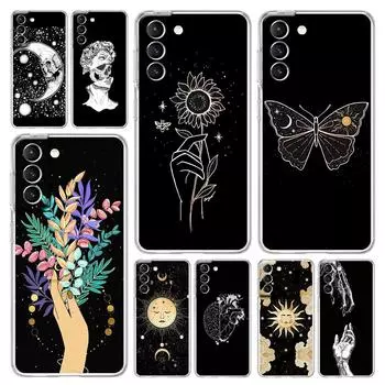 Эстетический чехол для телефона Moon Tarot Cat для Samsung Galaxy S22 S21 S20 FE Ultra 5G S10 S10E S9 S8 Plus Note 10 20, мягкий прозрачный чехол Samsung S21Plus