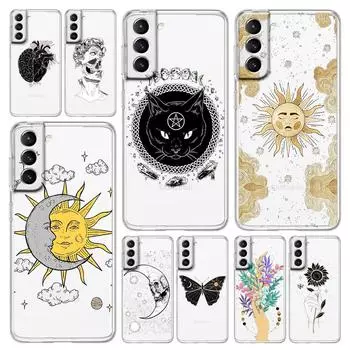 Эстетический чехол для телефона Moon Tarot Cat для Samsung Galaxy S23 S22 Ultra S20 S21 FE 5G S10 S10E S9 S8 Plus 4G, мягкая прозрачная задняя крышка Galaxy S21 FE 5G