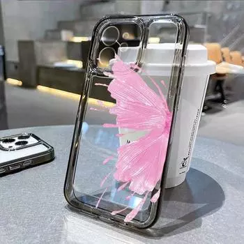 Эстетический чехол для телефона с бабочкой для iPhone 14 Pro Max, чехол для iPhone 11 12 13 15 Pro Max X XS XR 7 8 SE, противоударный мягкий прозрачный чехол For iPhone 14 Pro