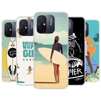 Эстетический чехол для телефона с доской для серфинга для Xiaomi Redmi 12 12C 10 10C 10A 9T 9C 9A 9 8 8A 7 7A 6 6A K20 K30 K40 Pro S2 Fundas Cover Redmi 12