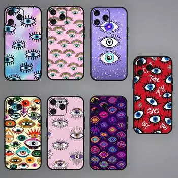 Эстетический чехол для телефона с рисунком глазного яблока для iPhone Mini 11 12 13 14 15 Pro XS Max X Plus SE XR черный мягкий чехол iPhone13
