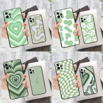Эстетический чехол для телефона Sage Green Swirl для iPhone 13 12 11 Pro Max XS XR X 6S 7 8 Plus SE 2020 13 12 Mini, задняя крышка iPhone 6 Plus