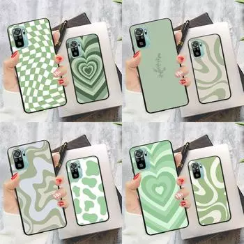 Эстетический чехол Sage Green Swirl для Xiaomi Redmi Note 11 Pro Note 10 Pro 7 8 9 Note 10S 9S Redmi 10 9 9A 9C 9T Redmi 7A