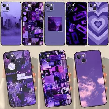Эстетический фиолетовый чехол для телефона iPhone 11, 12, 13, 14, 15 Pro Max, мини-чехол для iPhone XR X XS Max 7 8 Plus SE 2020 iPhone 14 Pro