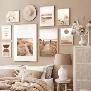 Эстетический постер в богемном стиле, настенные художественные принты, природный пейзаж, холст, картина, украшение, картина для гостиной, домашний декор 21x30cm No Frame
