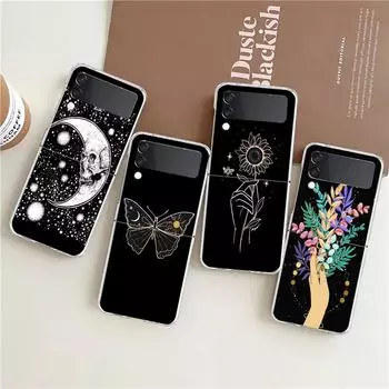Эстетический прозрачный чехол для телефона Moon Tarot Cat для Samsung Galaxy Z Flip 4, тонкий, высокий, жесткий чехол для Galaxy Z Flip 3, 5G Z Flip3 5G