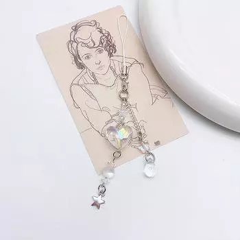 Эстетический шнурок для мобильного телефона Y2K, простая подвеска для телефона в виде сердца и звезды с бусинами для девочек, цепочка для мобильного телефона, брелок, аксессуары