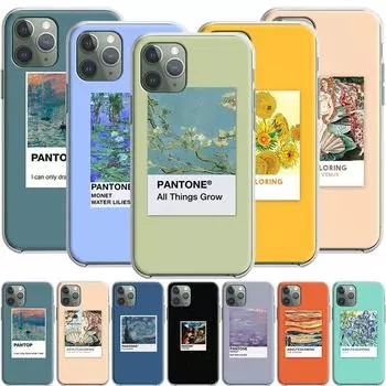 Эстетический силиконовый чехол Van Gogh Pantone для Apple iPhone 12 Mini 11 Pro SE XS X XR Max 8 7 6S 6 Plus 5S for Iphone 11 aero синий