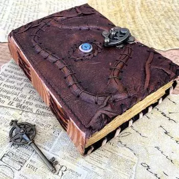 Эстетический винтажный кожаный дневник-дневник, блокнот для рисования с премиальной темой Hocus Focus, страницами Deckle и C-Lock, который лучше всего подходит для подарка 7 x 5 in коричневый