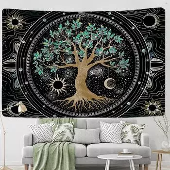 Эстетическое Древо Жизни Гобелен Настенный Цветной Искусства Простой Хиппи Колдовство Таинственная Комната Домашний Декор 95x70CM