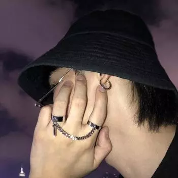 Эстетическое кольцо с цепочкой и крестом для женщин, панк-хип-хоп кольца для мужчин, эстетическое гранжевое винтажное мужское кольцо, корейские ювелирные изделия