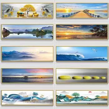 Эстетическое украшение, олень, пляжный пейзаж, постер, украшение для дома, настенная художественная картина, простая современная абстрактная живопись 20x60cm(No Frame) белый/золотой