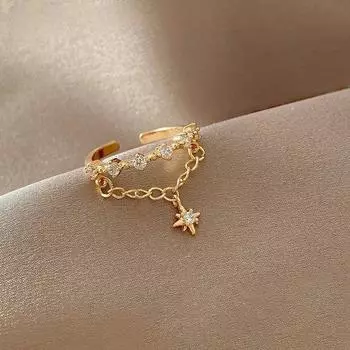 Эстетическое высококачественное восьмизвездочное кольцо женское роскошное нишевое изысканное модное индивидуальное Ins Tide Online Celebrity Open Food Ring Simple One Size золотой