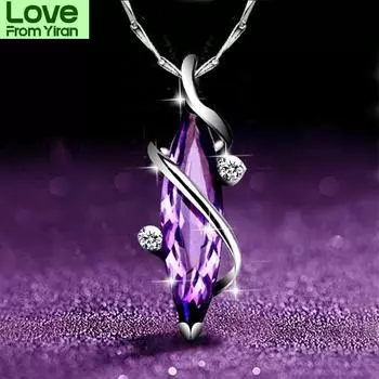 Эстетическое женское ожерелье Huitan Aesthetic Purple Cz Marquise/Square/Water Drop/Flower, роскошные модные женские свадебные украшения 52cm