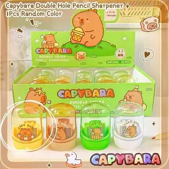 Эстетичные Кавайные Канцелярские Товары Школьные Офисные Принадлежности Милая Мультяшная Капибара Точилка для Карандашей Креативная Точилка с Двойным Отверстием ONESIZE