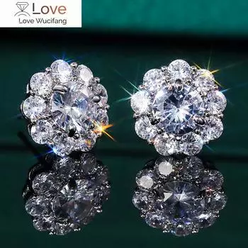 Эстетичные серьги-гвоздики для женщин, элегантные блестящие серьги-цветы AAA CZ для невесты, универсальные аксессуары, подарок белый