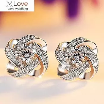 Эстетичные серьги-гвоздики для женщин, модный дизайн, ослепительные циркониевые аксессуары для свадьбы, нежные женские украшения