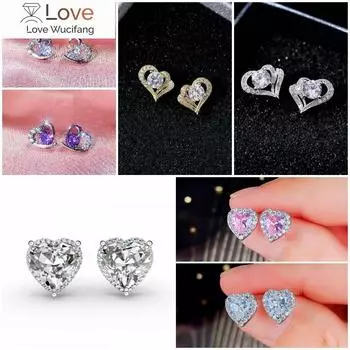 Эстетичные серьги-гвоздики в форме сердца для женщин, нежные свадебные аксессуары с ослепительным цирконием, элегантные женские украшения