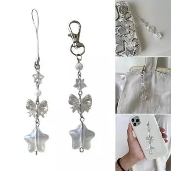 Эстетичный брелок для телефона с подвеской в виде сердца и звезды, металлический брелок для ключей, подвеска для женщин и девочек 1