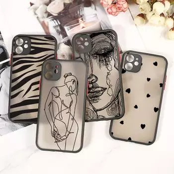 Эстетичный чехол для iPhone 14 Pro Чехлы для iPhone 13 11 12 Pro Max 7 8 Plus X Xs Xr Se 2022 14promax 14pro Жесткие матовые чехлы Fundas For iPhone XS Max