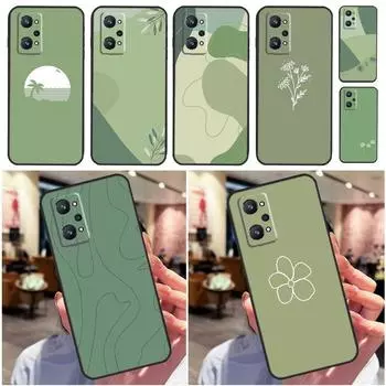 Эстетичный чехол Sage Green для Realme 8 9 10 Pro Plus 8i 9i GT 2 Pro GT Neo 2 3T C11 C15 C21Y C25Y C25s C30 C35 Realme 9 4G
