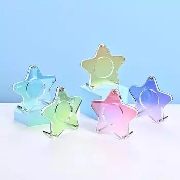 Эстетичный градиентный цветной держатель для значков из акрила и металла, круглый держатель для значков в виде аниме-персонажа, пылезащитная подставка для хранения значков