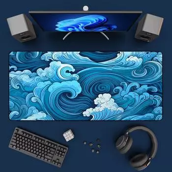 Эстетичный коврик для стола Art Japanese Great Waves XXL игровой коврик для мыши Синий коврик для мыши 900x400 Красивая природа резиновый коврик для стола Коврик