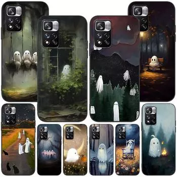 Эстетичный милый чехол Ghost Art для Xiaomi Redmi Note 11 10S 8T 10 12 Pro Plus 11T 8 9 11E 11S 5 9S 7 Мягкий черный чехол для телефона TPU Redmi Note 5 Pro