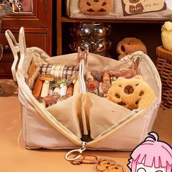 Эстетичный пенал Capybara, многослойный чехол большой емкости, многослойный пенал большой емкости, симпатичное рабочее место CHINA