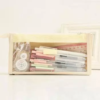 Эстетичный пенал на молнии, шесть слоев, прозрачный пенал, канцелярский пенал для взрослых фиолетовый