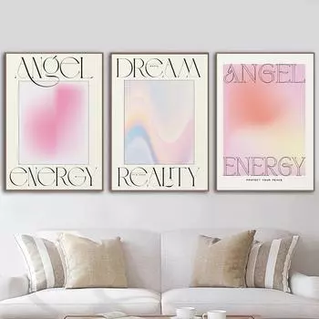 Эстетика 90-х, абстрактное искусство, духовная голограмма, градиент, размытие, принты, розовый постер, холст, настенная живопись, скандинавский принт, домашний декор 21x30cm No Framed