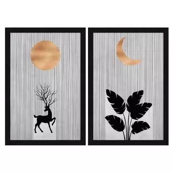 Эстетика бохо, настенные картины с рамкой для украшения дома, картина в рамке для украшения стены, настенный декор для гостиной, набор из 2 штук Set Of 2