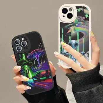 Эстетика милый мультяшный инопланетный космический чехол для телефона из твердой кожи для iPhone 14 13 12 Mini 11 14 Pro Max Xs X Xr 7 8 Plus Fundas iphone 12